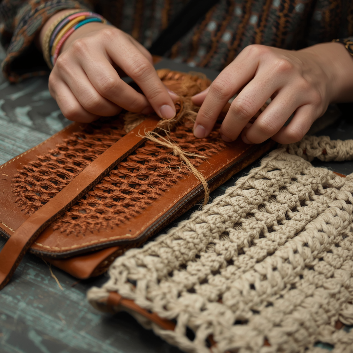 Artisan making sample bag — Finesse Bags Export