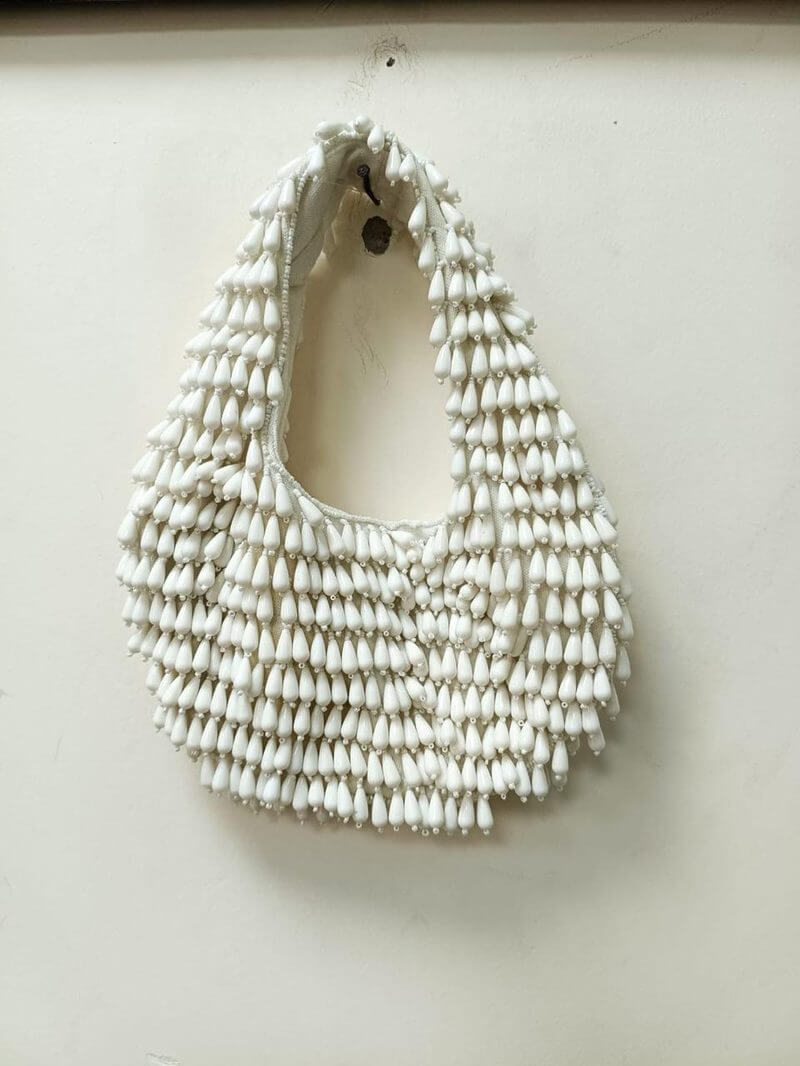 White Drop Bead Hobo