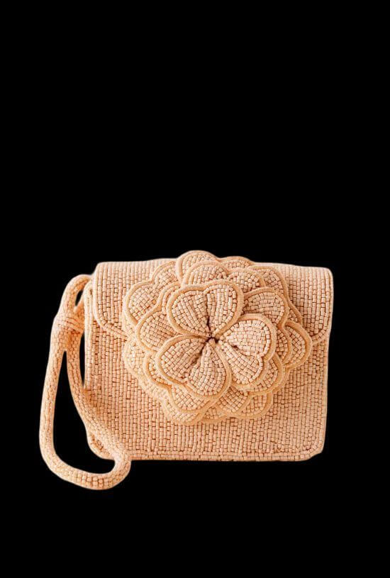 Peach Flower Beaded Clutch
