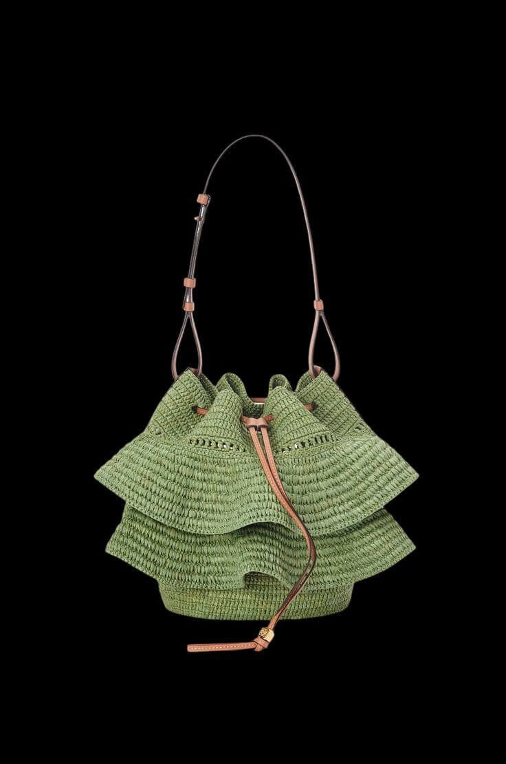 Green Ruffle Bucket Bag