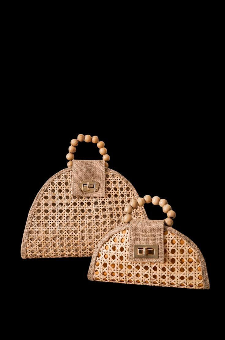 Rattan Wooden Bead Clutch Set